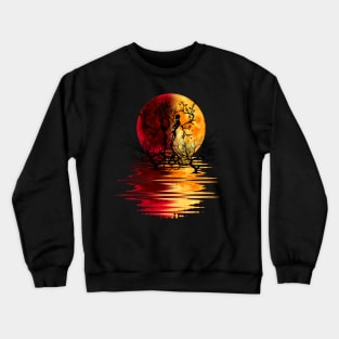 yellow red moon dead trees lovers Crewneck Sweatshirt